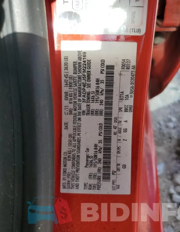 3FADP4EJ5FM224169 Photo# 12