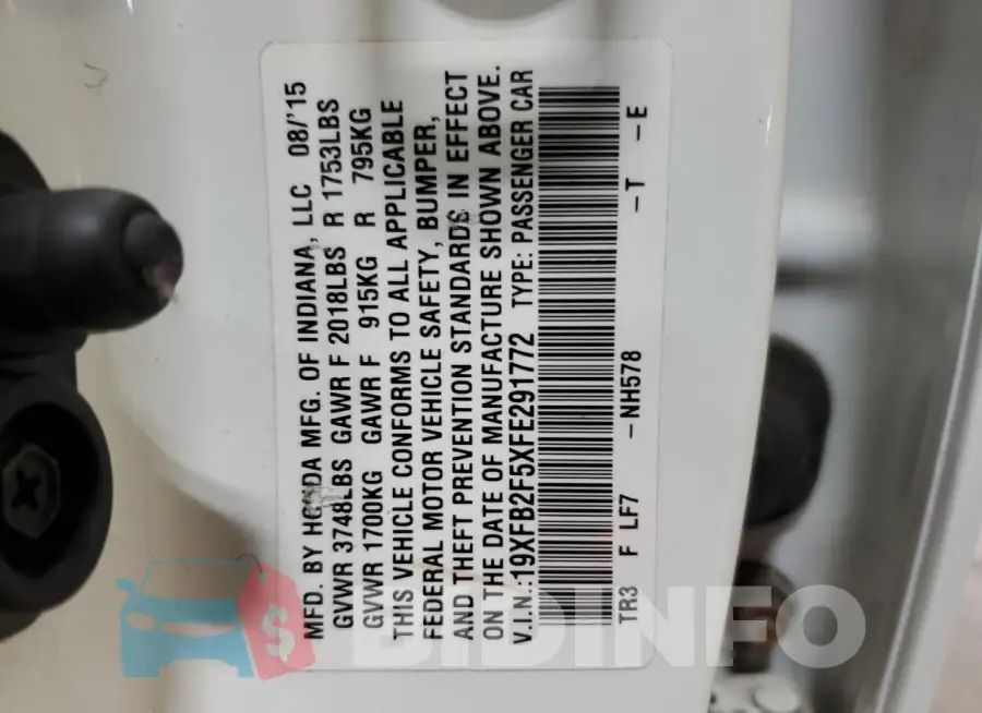 19XFB2F5XFE291772 Photo# 12
