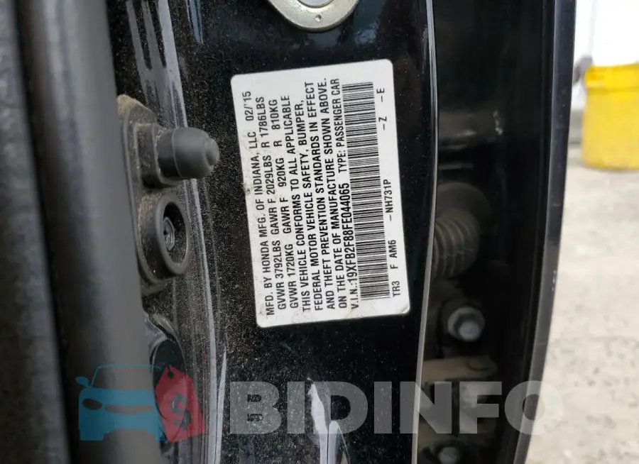 19XFB2F88FE044065 Photo# 12
