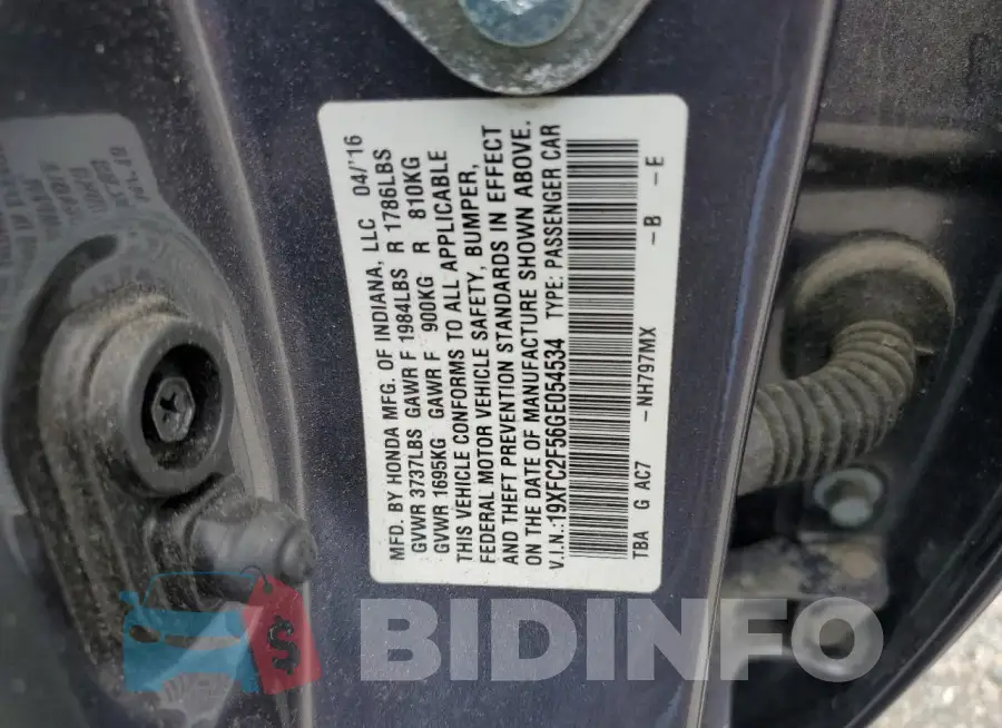 19XFC2F56GE054534 Photo# 12