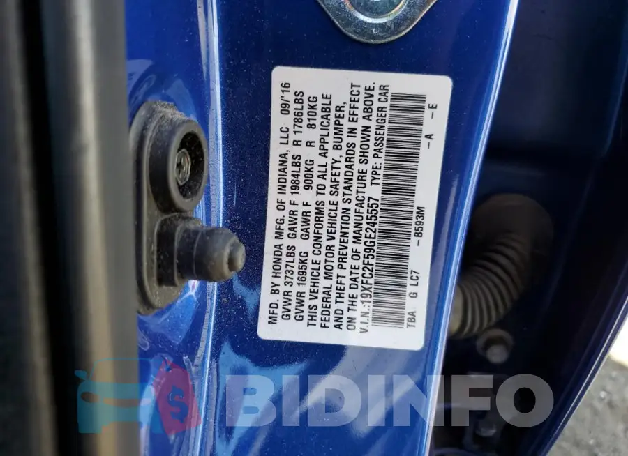 19XFC2F59GE245557 Photo# 12