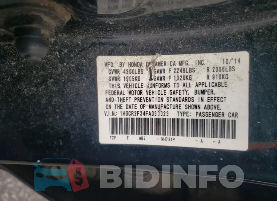 1HGCR2F34FA033023 Photo# 12