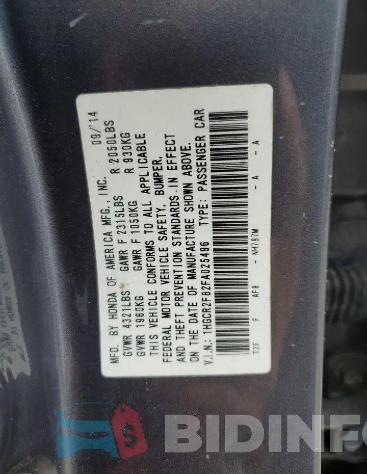 1HGCR2F82FA025496 Photo# 13