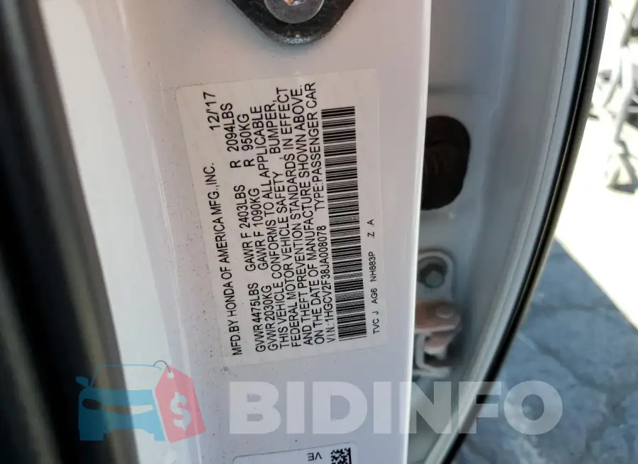 1HGCV2F38JA008078 Photo# 12