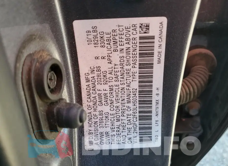 2HGFC2F63LH503452 Photo# 12