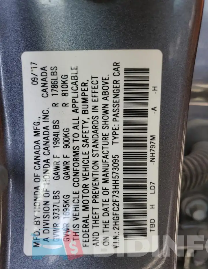 2HGFC2F73HH573095 Photo# 12