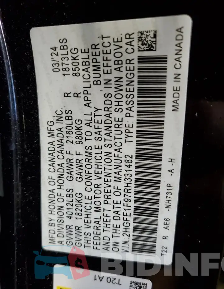 2HGFE1F97RH331482 Photo# 13