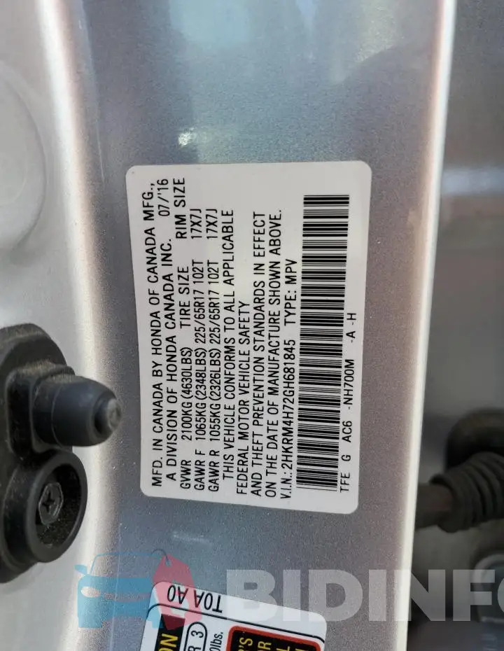 2HKRM4H72GH681845 Photo# 13