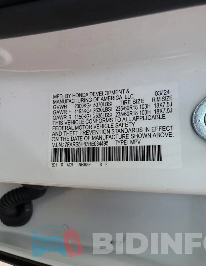 7FARS5H87RE034495 Photo# 13