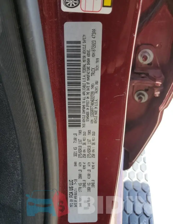 1C6SRFFT4KN622729 Photo# 12