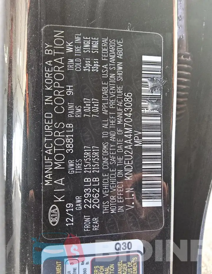 KNDEU2AA4M7043086 Photo# 13