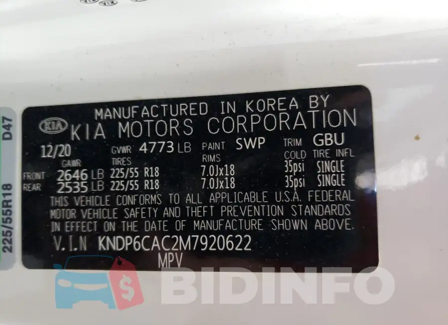 KNDP6CAC2M7920622 Photo# 13