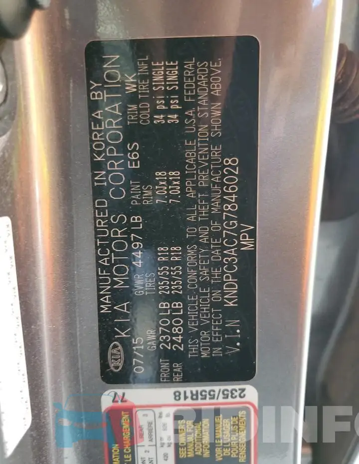 KNDPC3AC7G7846028 Photo# 12