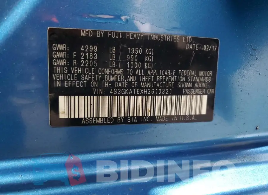 4S3GKAT6XH3610321 Photo# 13