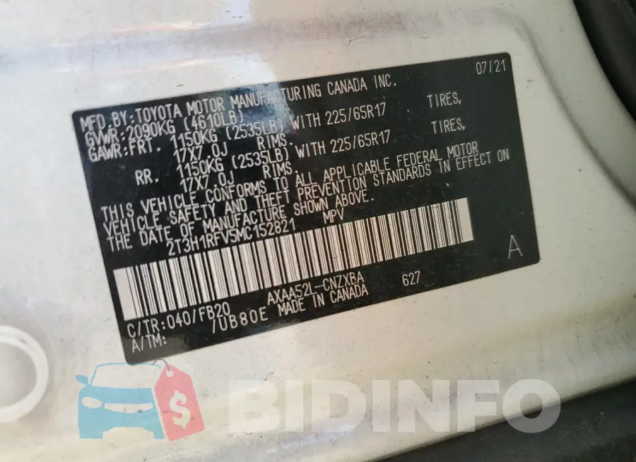 2T3H1RFV5MC152821 Photo# 13