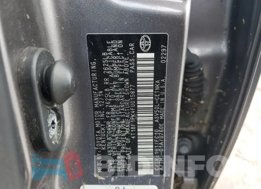 4T1BF1FK4FU015877 Photo# 13