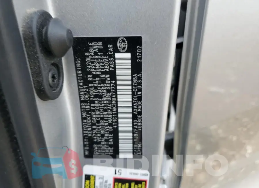 4T1C11AK3MU477774 Photo# 12