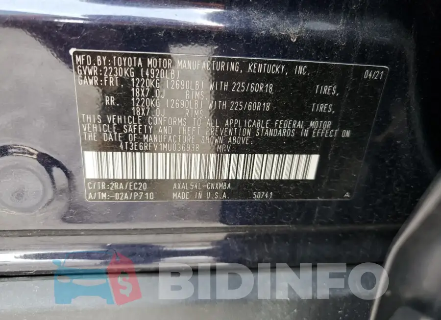 4T3E6RFV1MU036938 Photo# 14