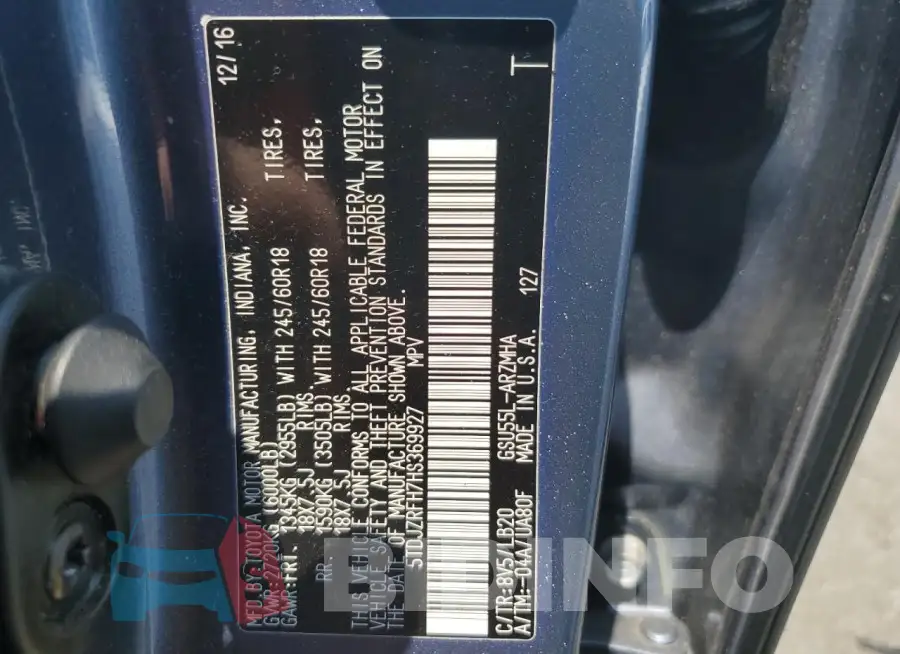 5TDJZRFH7HS369927 Photo# 13