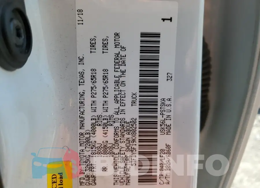 5TFDY5F19KX802502 Photo# 12