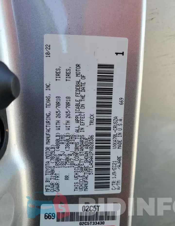 5TFLA5AA1PX020306 Photo# 13