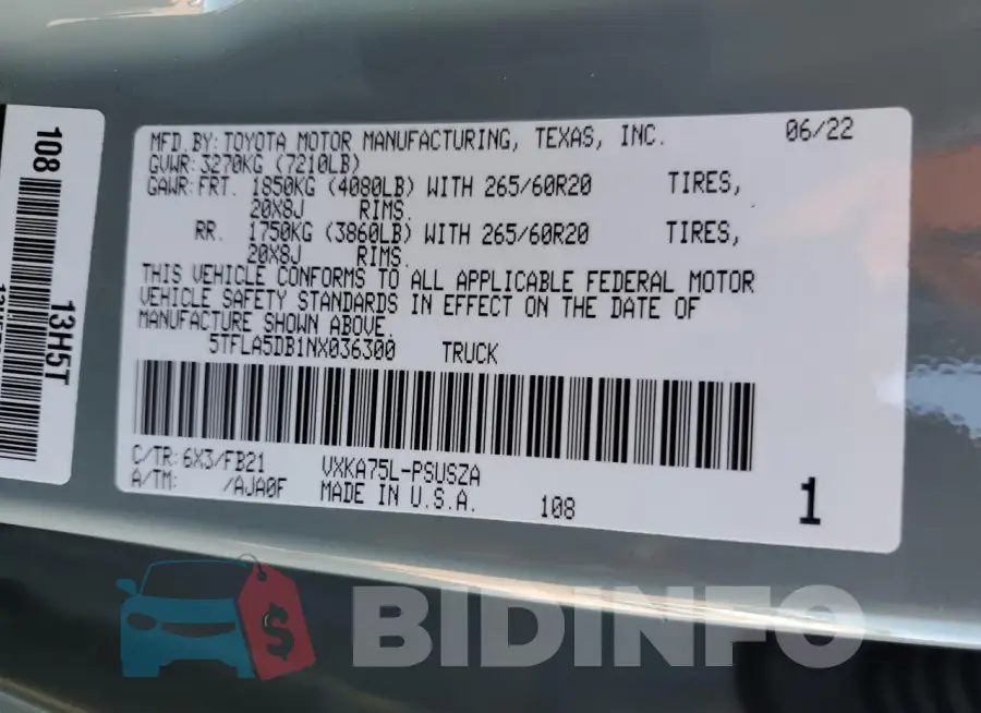 5TFLA5DB1NX036300 Photo# 12