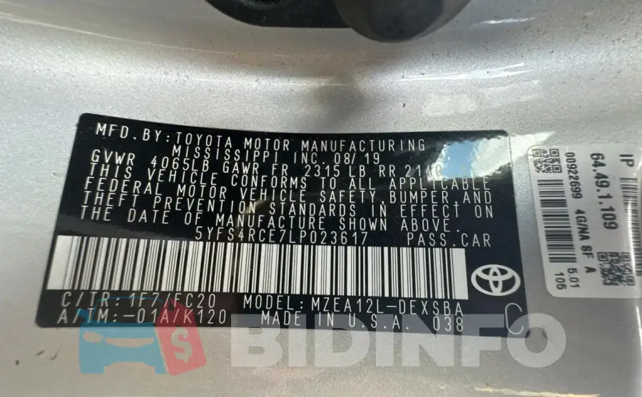 5YFS4RCE7LP023617 Photo# 10