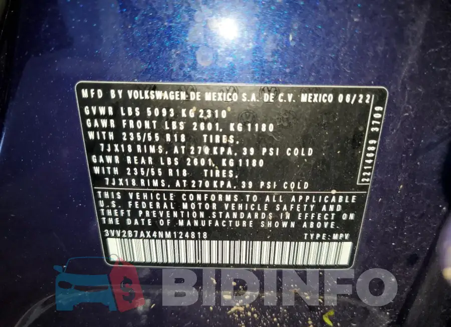 3VV2B7AX4NM124818 Photo# 13