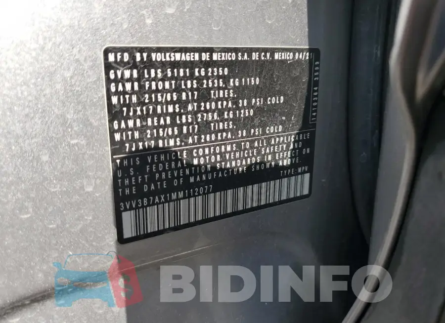 3VV3B7AX1MM112077 Photo# 14