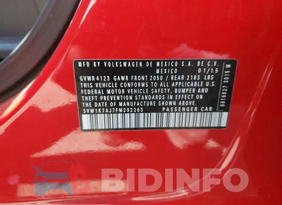 3VW1K7AJ7FM292263 Photo# 12