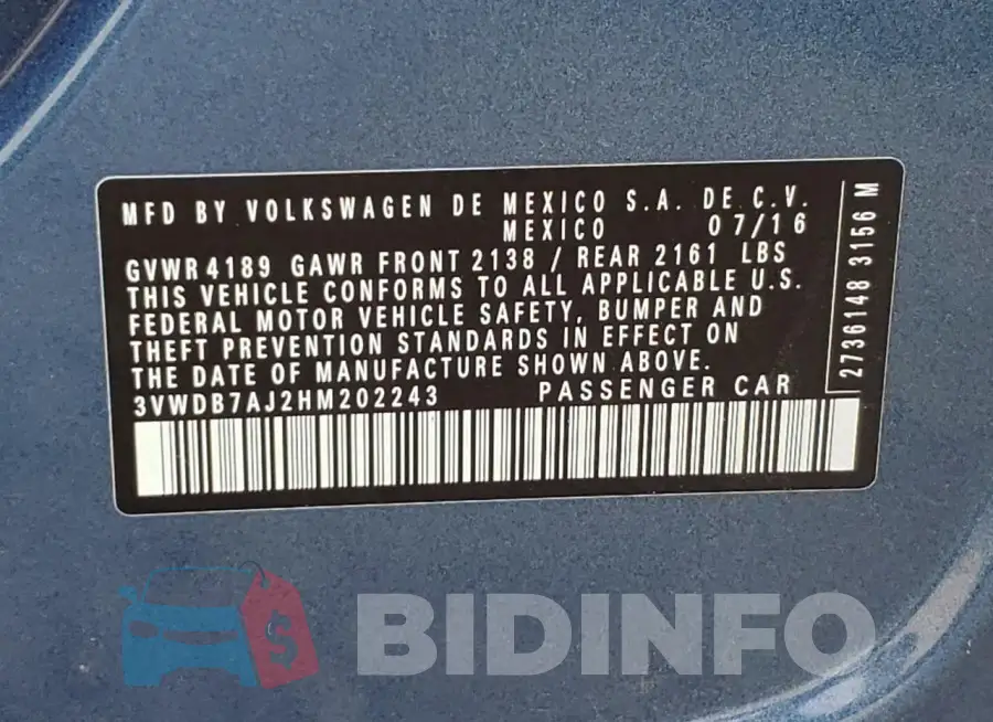 3VWDB7AJ2HM202243 Photo# 10