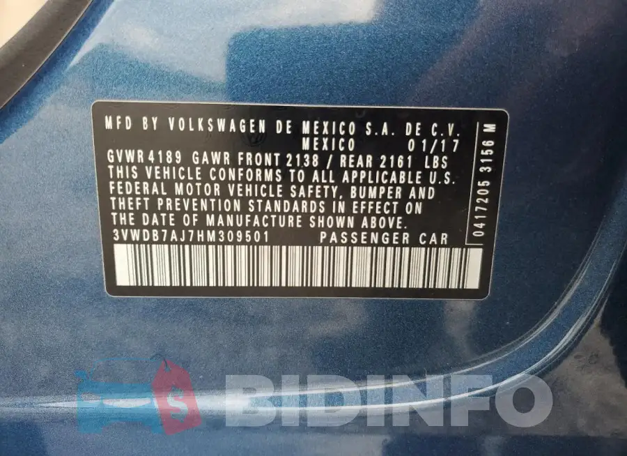 3VWDB7AJ7HM309501 Photo# 12