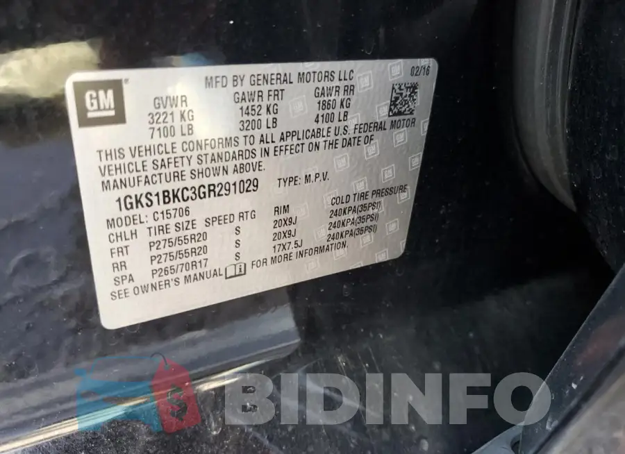1GKS1BKC3GR291029 Photo# 13