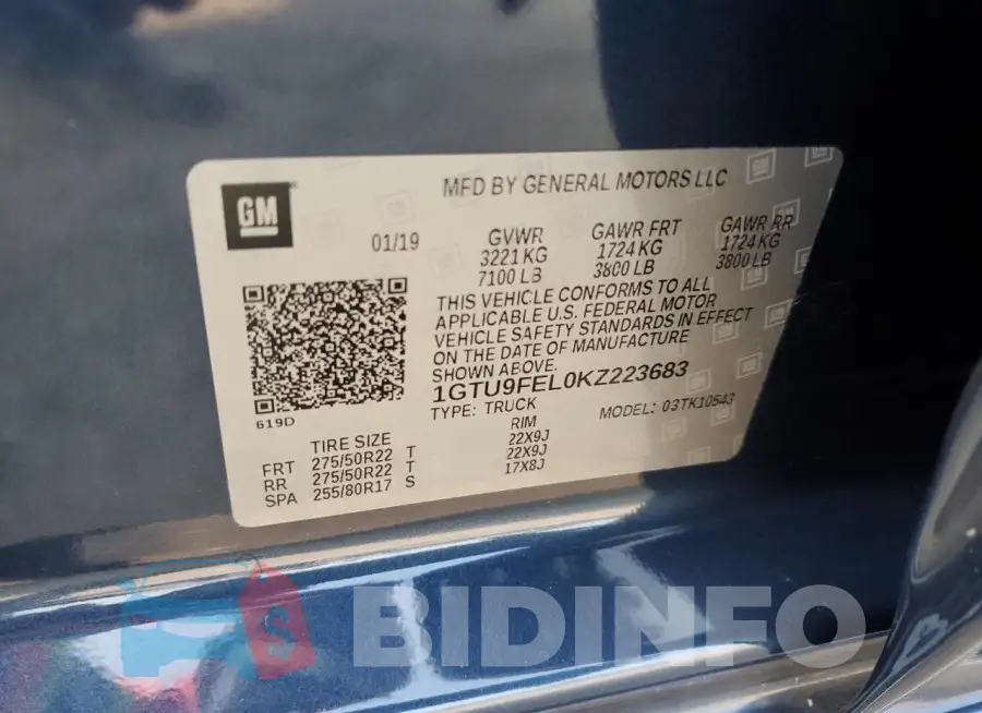 1GTU9FEL0KZ223683 Photo# 13