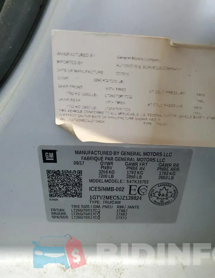 1GTV2MEC5JZ139824 Photo# 12