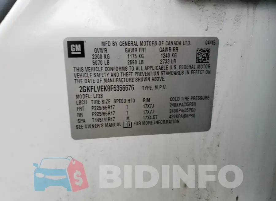 2GKFLVEK8F6356676 Photo# 14