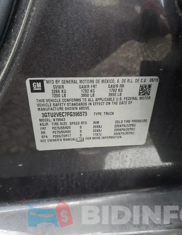 3GTU2VEC7FG396573 Photo# 13