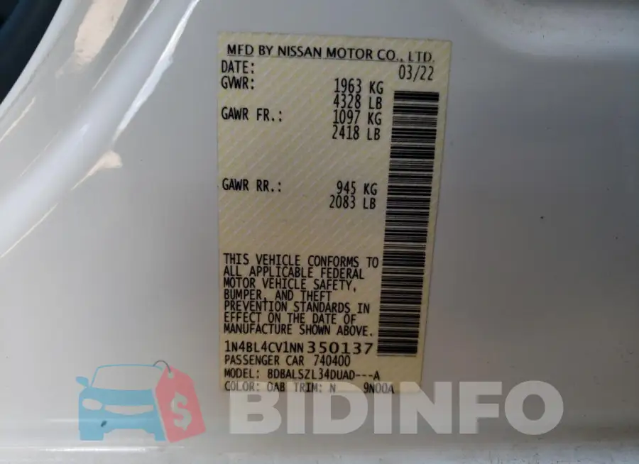 1N4BL4CV1NN350137 Photo# 13