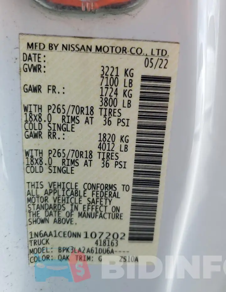 1N6AA1CE0NN107202 Photo# 13