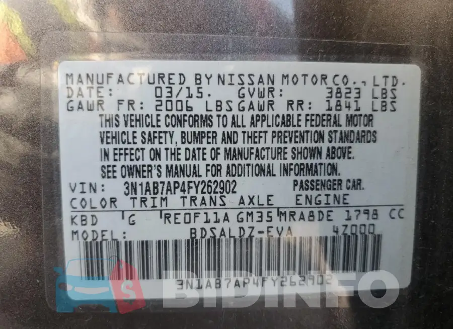 3N1AB7AP4FY262902 Photo# 13