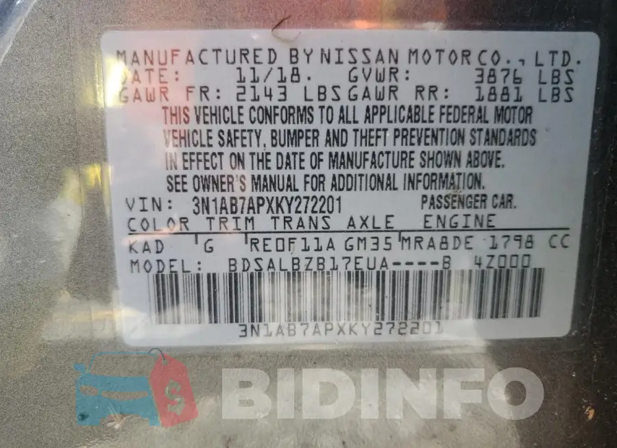 3N1AB7APXKY272201 Photo# 12