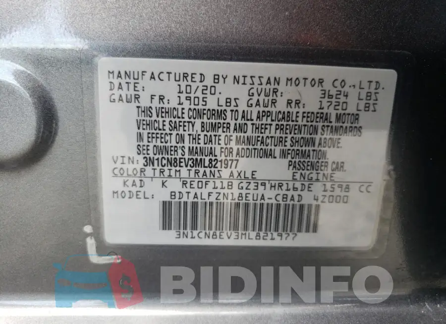 3N1CN8EV3ML821977 Photo# 13