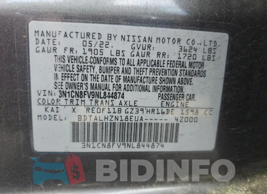 3N1CN8FV9NL844874 Photo# 12