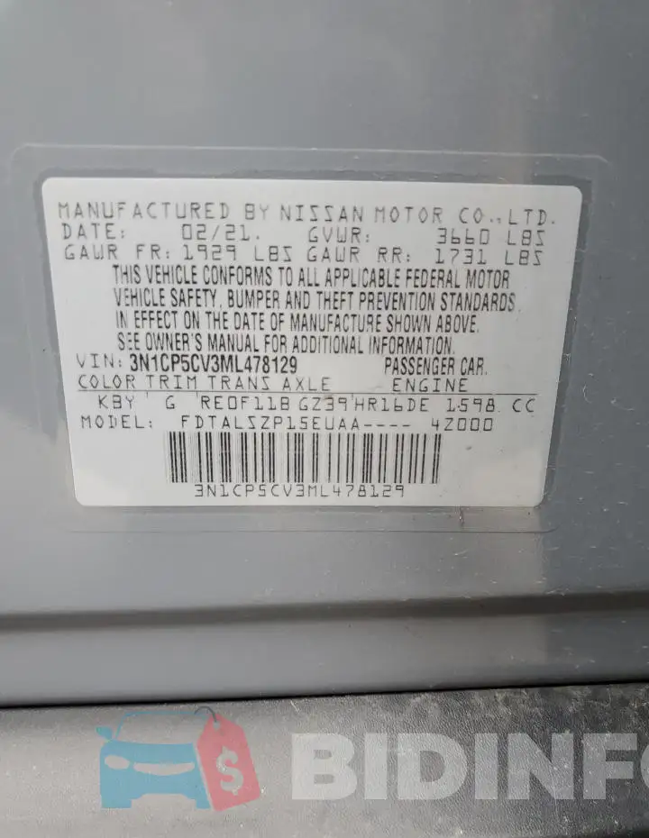 3N1CP5CV3ML478129 Photo# 12