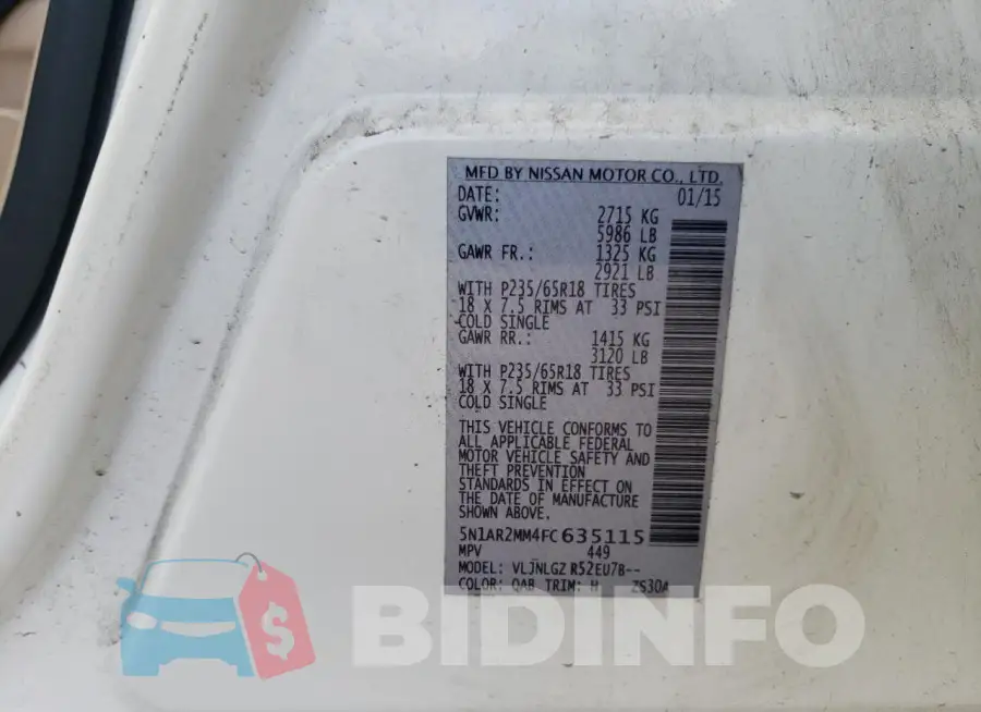 5N1AR2MM4FC635115 Photo# 14