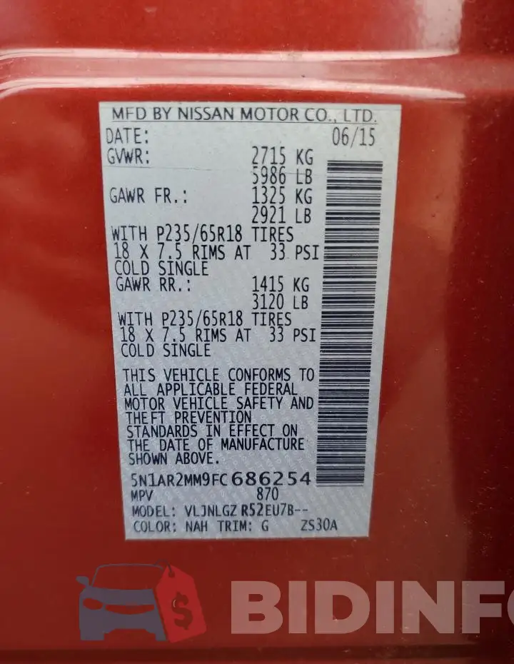 5N1AR2MM9FC686254 Photo# 13