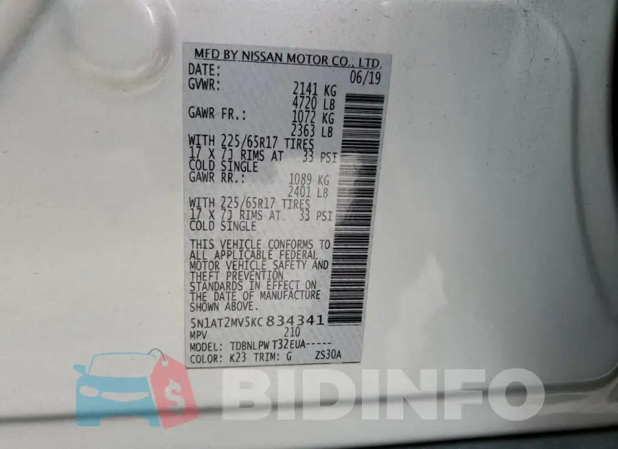 5N1AT2MV5KC834341 Photo# 12