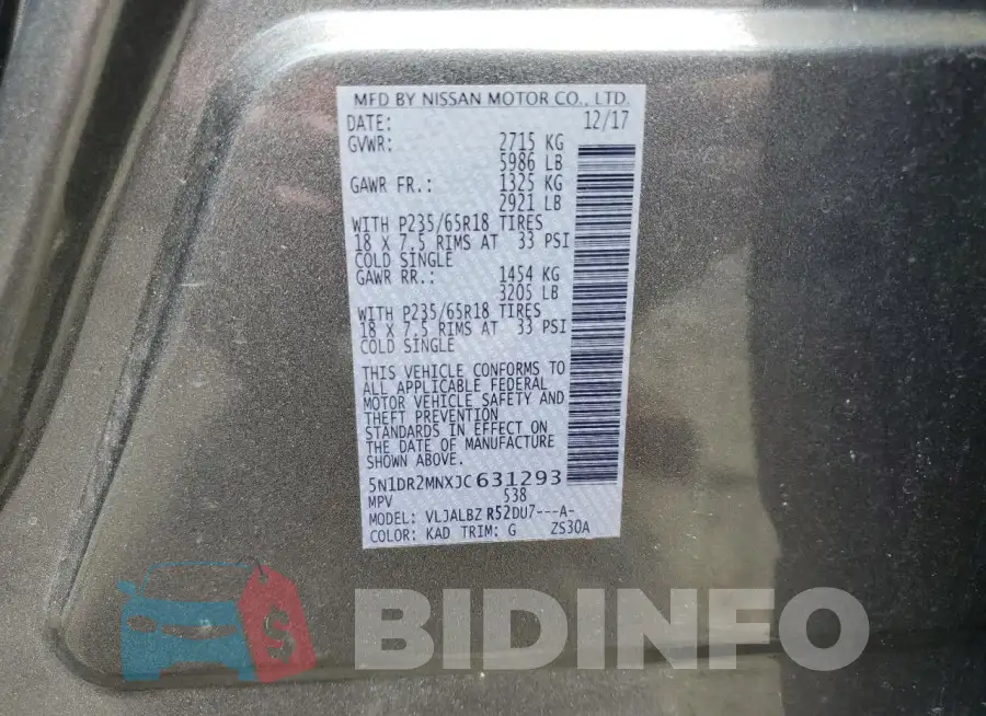 5N1DR2MNXJC631293 Photo# 13