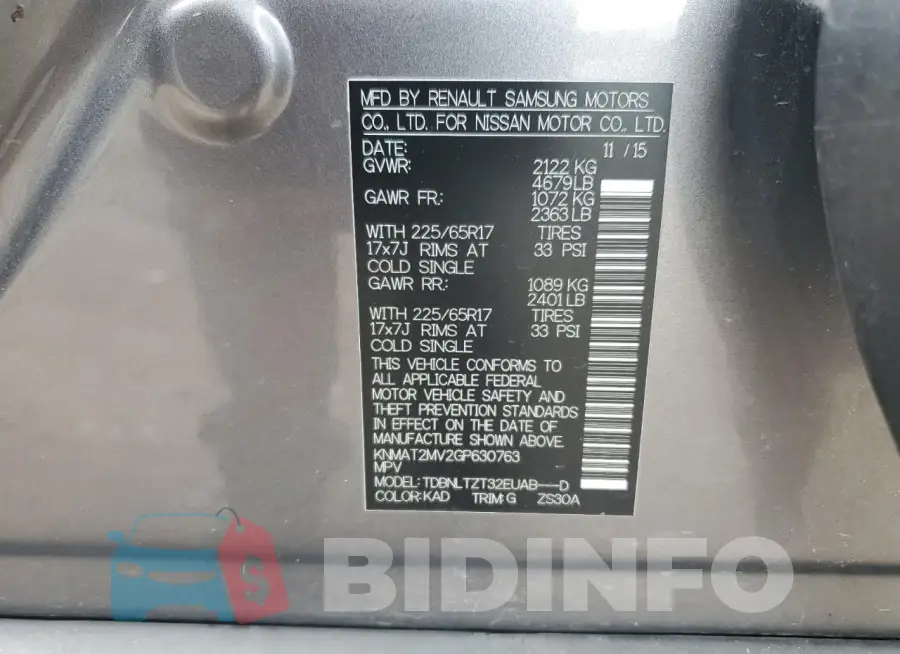 KNMAT2MV2GP630763 Photo# 13