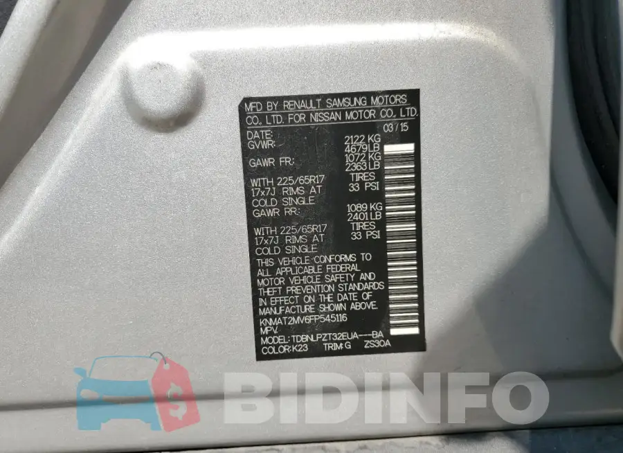 KNMAT2MV6FP545116 Photo# 14